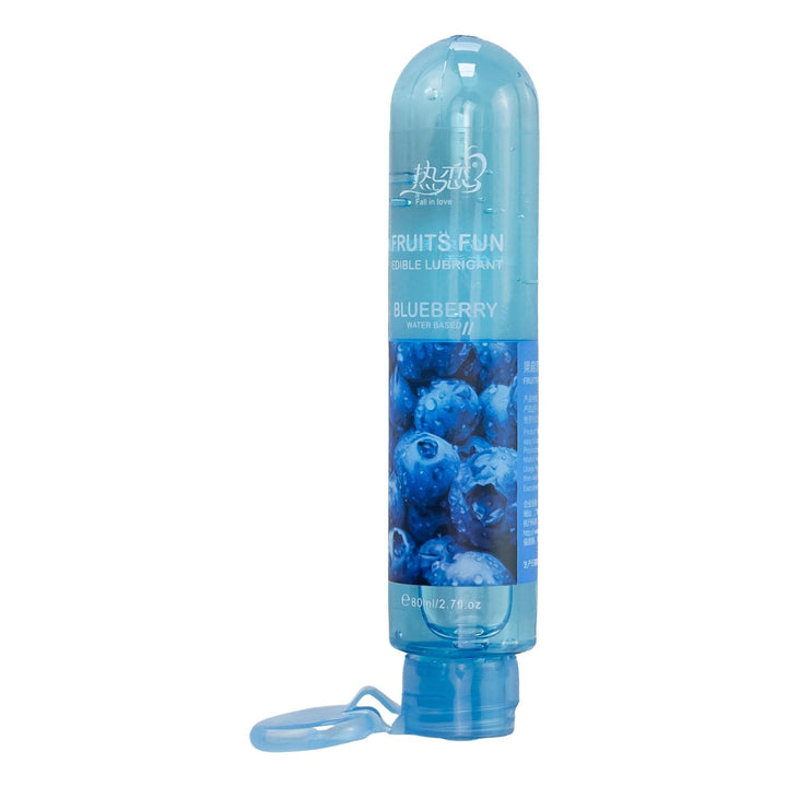 Fruits Fun Edible Lubricant Blueberry Flavor opened lid displayed on a white background - Up N Smoke