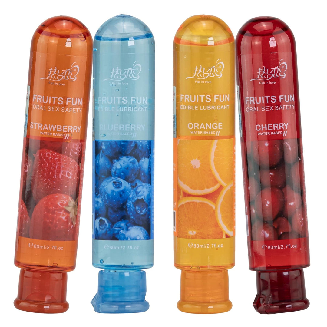 Fruits Fun Edible Lubricant group photo displayed on a white background - Up N Smoke