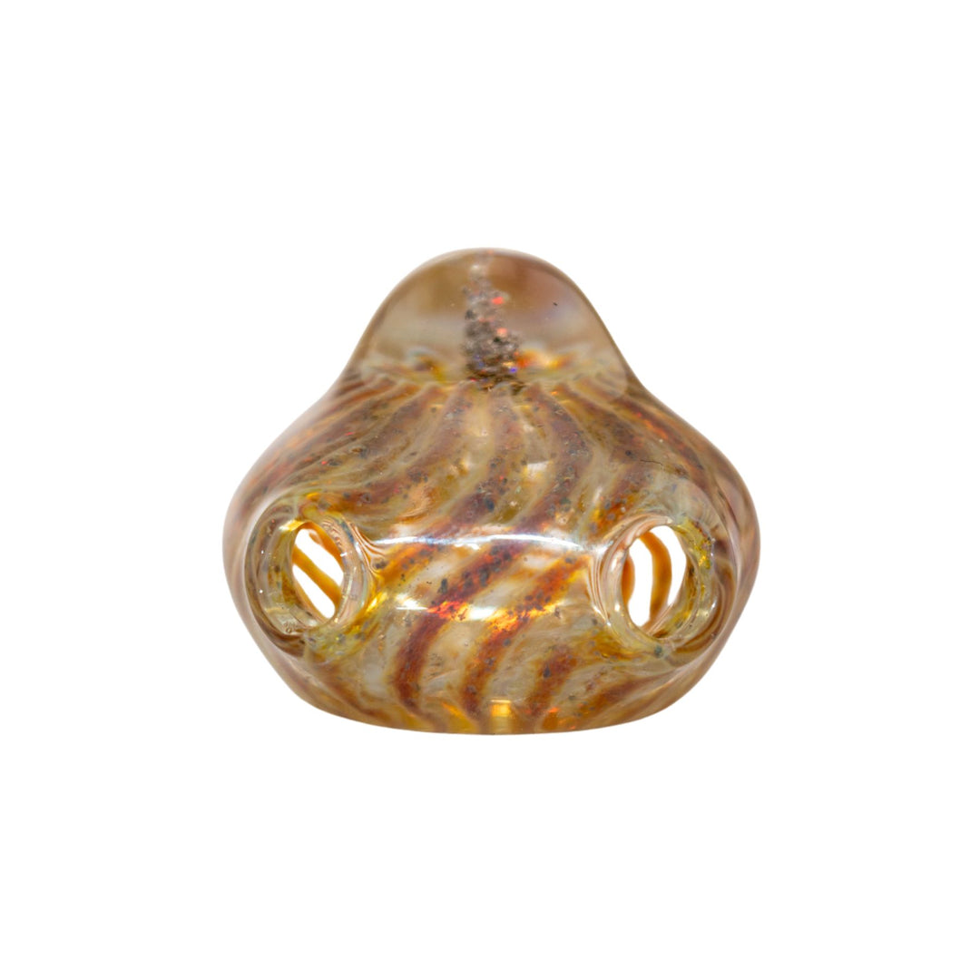 "Top of a fumed Merican Glass Opal Spiral Pendant where a cord can be weaved throughout the piece," - Up N Smoke.