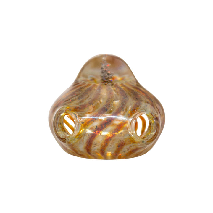"Top of a fumed Merican Glass Opal Spiral Pendant where a cord can be weaved throughout the piece," - Up N Smoke.