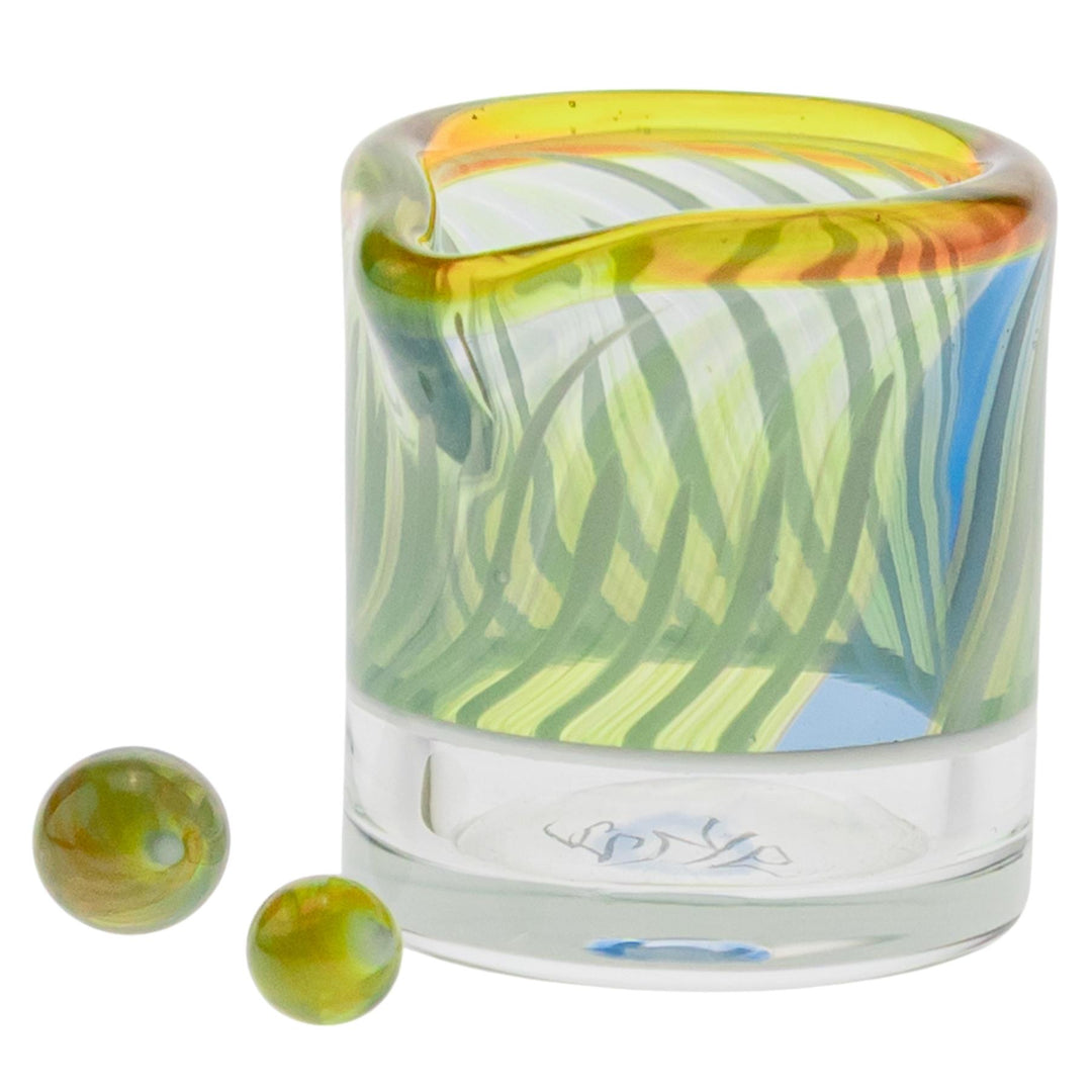 GK Recycler Kit dab jar with terp pearls outisde angle on a white background - Up N Smoke