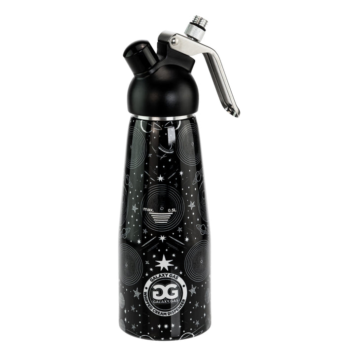 Galaxy Gas Whipped Cream Dispenser one pint black color second angle on a white background - Up N Smoke
