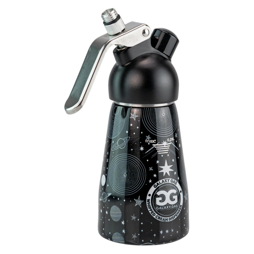Galaxy Gas Whipped Cream Dispenser black color side angle on a white background - Up N Smoke