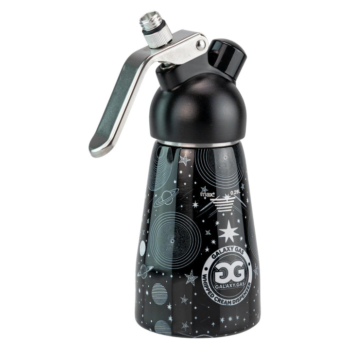 Galaxy Gas Whipped Cream Dispenser black color side angle on a white background - Up N Smoke