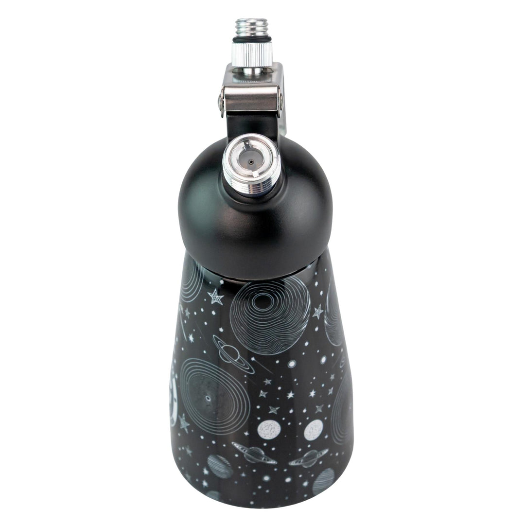 Galaxy Gas Whipped Cream Dispenser black color side front high angle on a white background - Up N Smoke