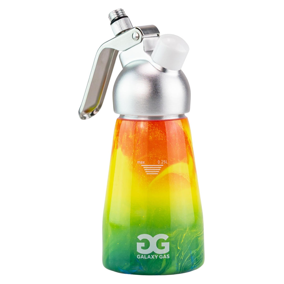 Galaxy Gas Whipped Cream Dispenser rasta color on a white background - Up N Smoke