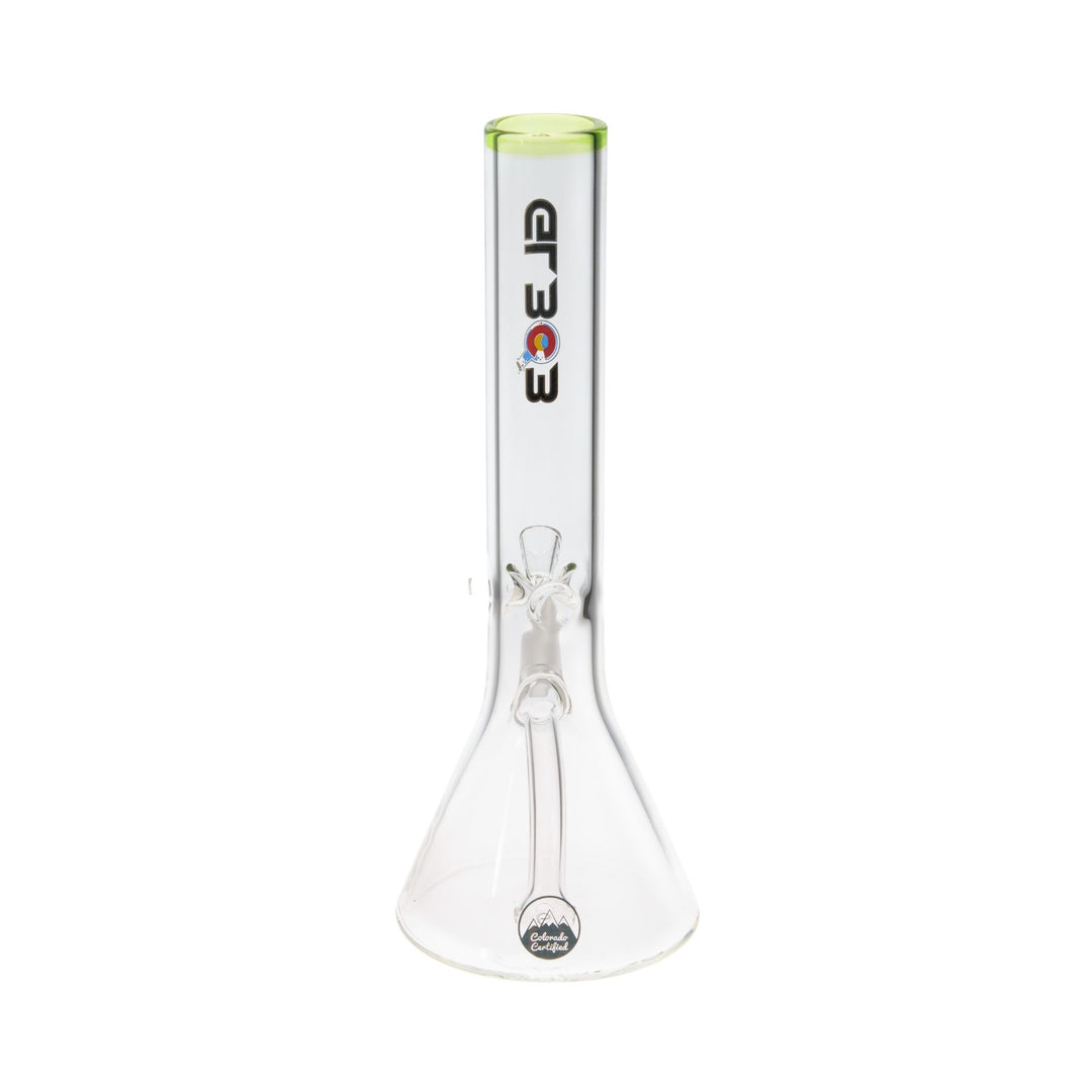 Clear glass water pipe with GL303 logo on a white background back - Up N Smoke
