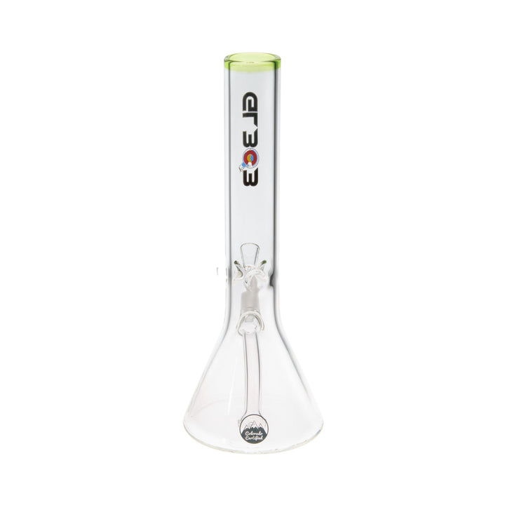 Clear glass water pipe with GL303 logo on a white background back - Up N Smoke