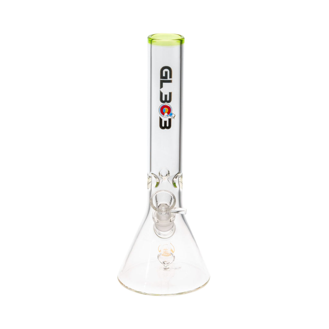 Clear glass water pipe with GL303 logo on a white background front - Up N Smoke