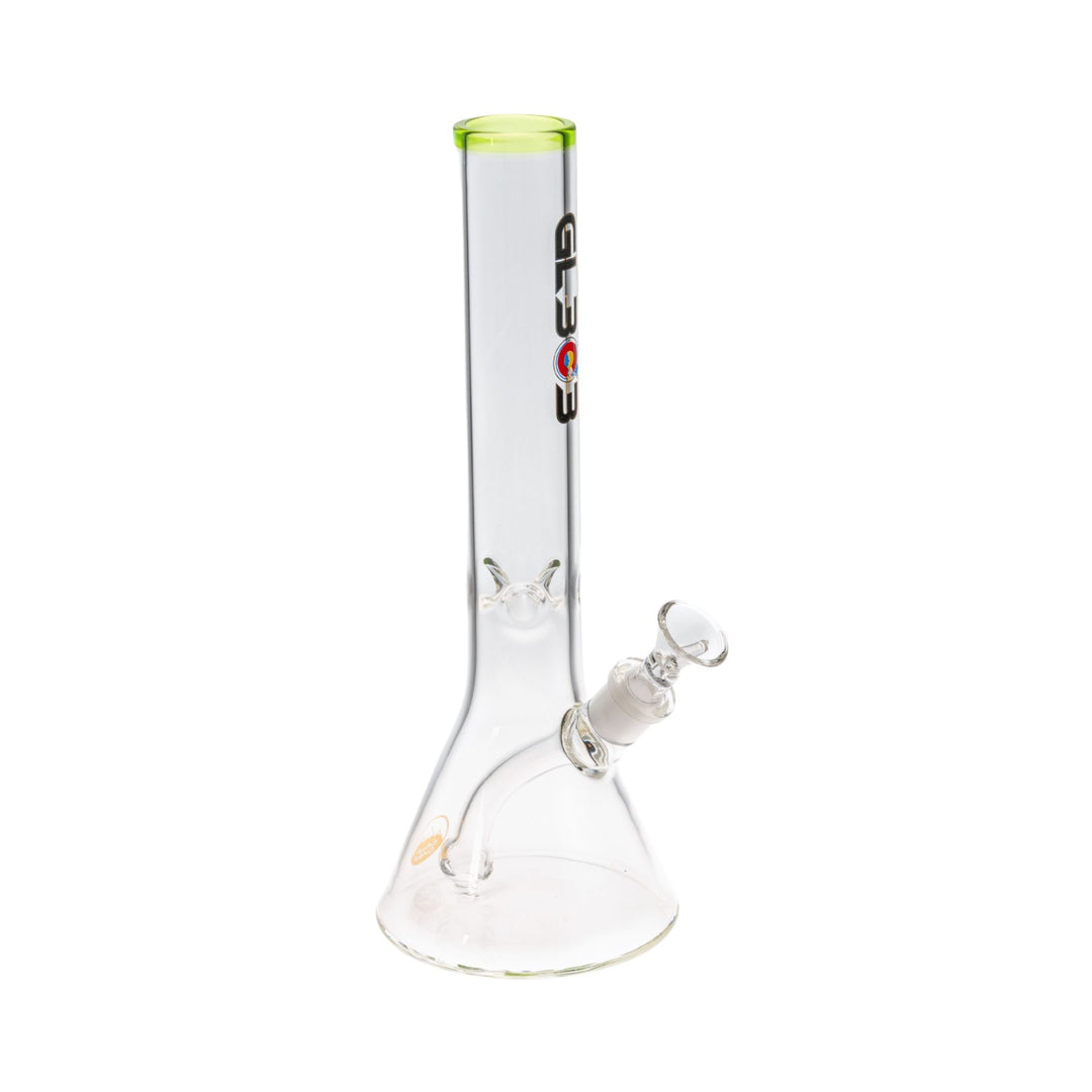 Clear glass water pipe with GL303 logo on a white background side - Up N Smoke