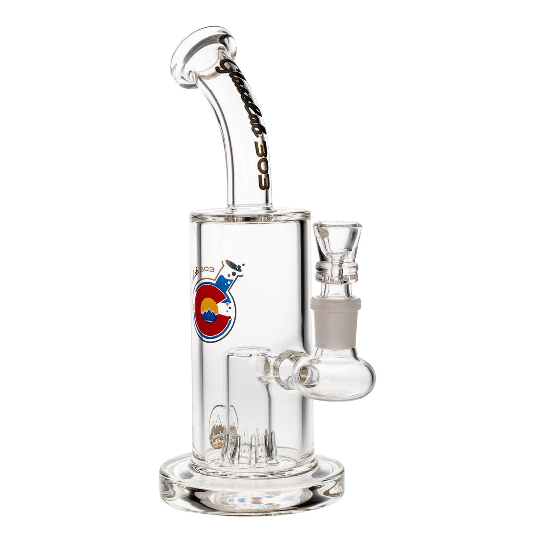 "A 8'' tall Glass Lab 303 Original Rig on a white background," - Up N Smoke.