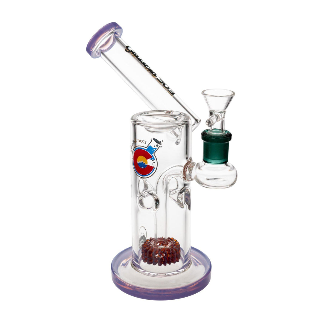"Glass Lab 303 Sidecar Water Pipe in the variation Wisteria on a white background," - Up N Smoke.