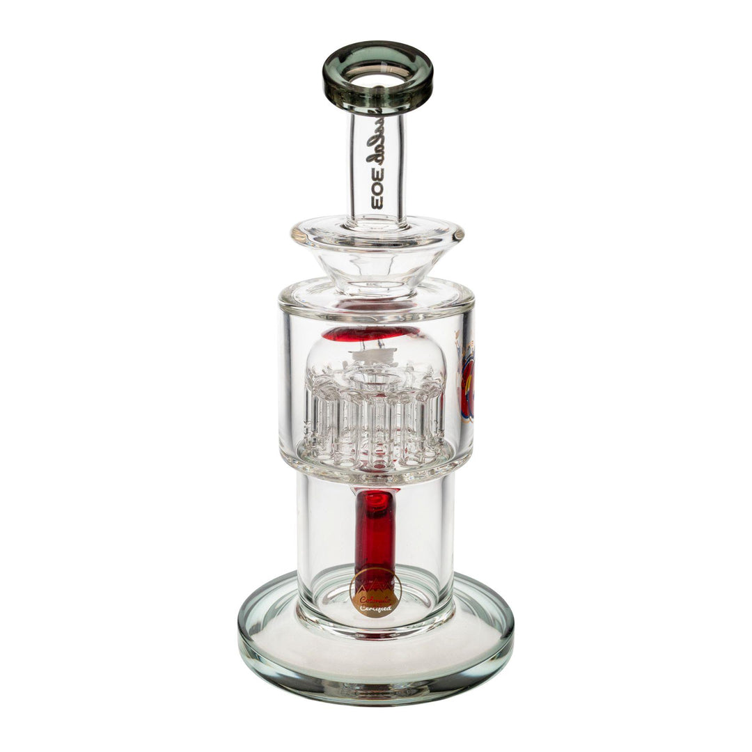 "Back-view of a Glass Lab 303 Tree Perc Water Pipe on a white background," - Up N Smoke.
