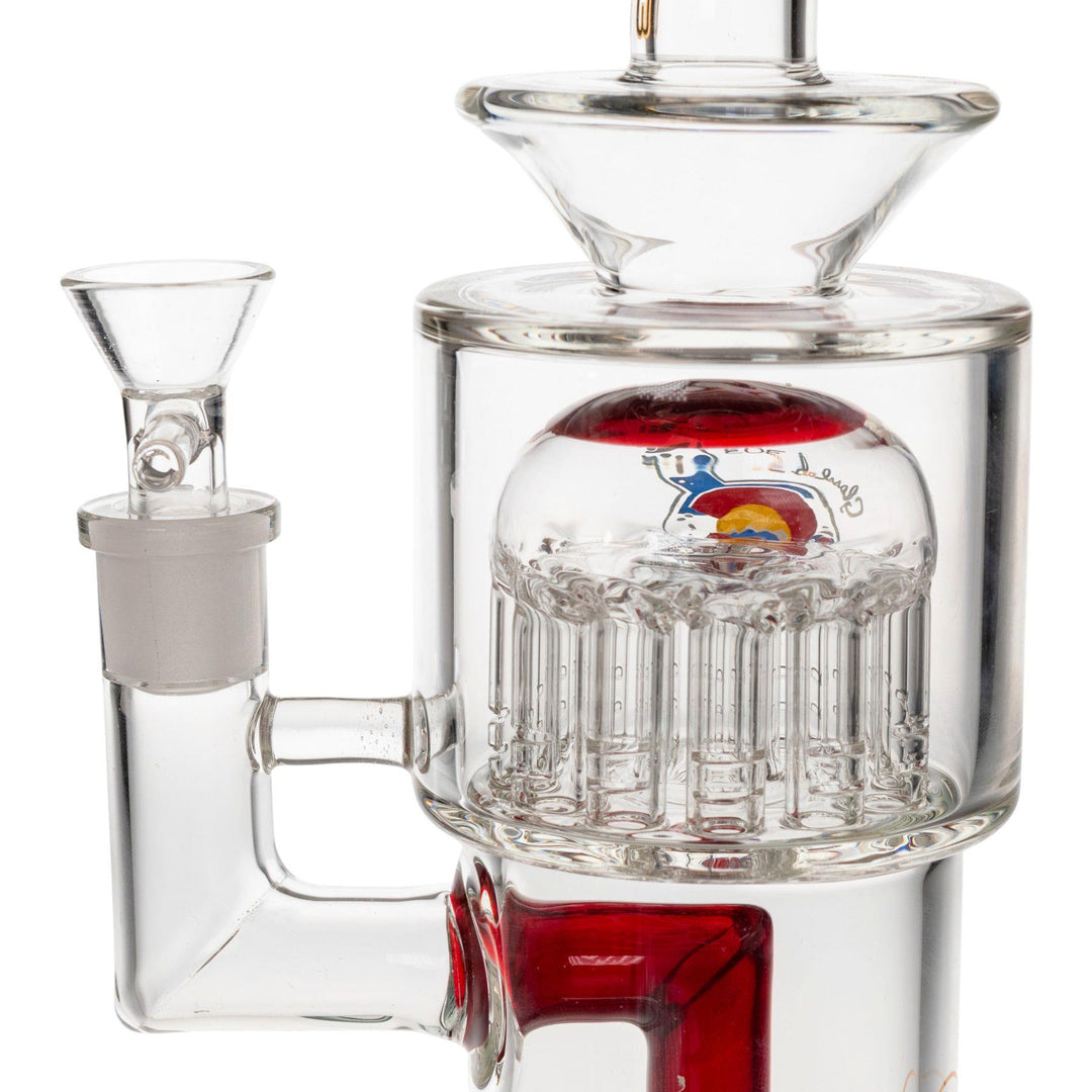 "Close-up of the interior of a Glass Lab 303 Tree Perc Water Pipe, showcasing the 12-Tree percolator," - Up N Smoke.