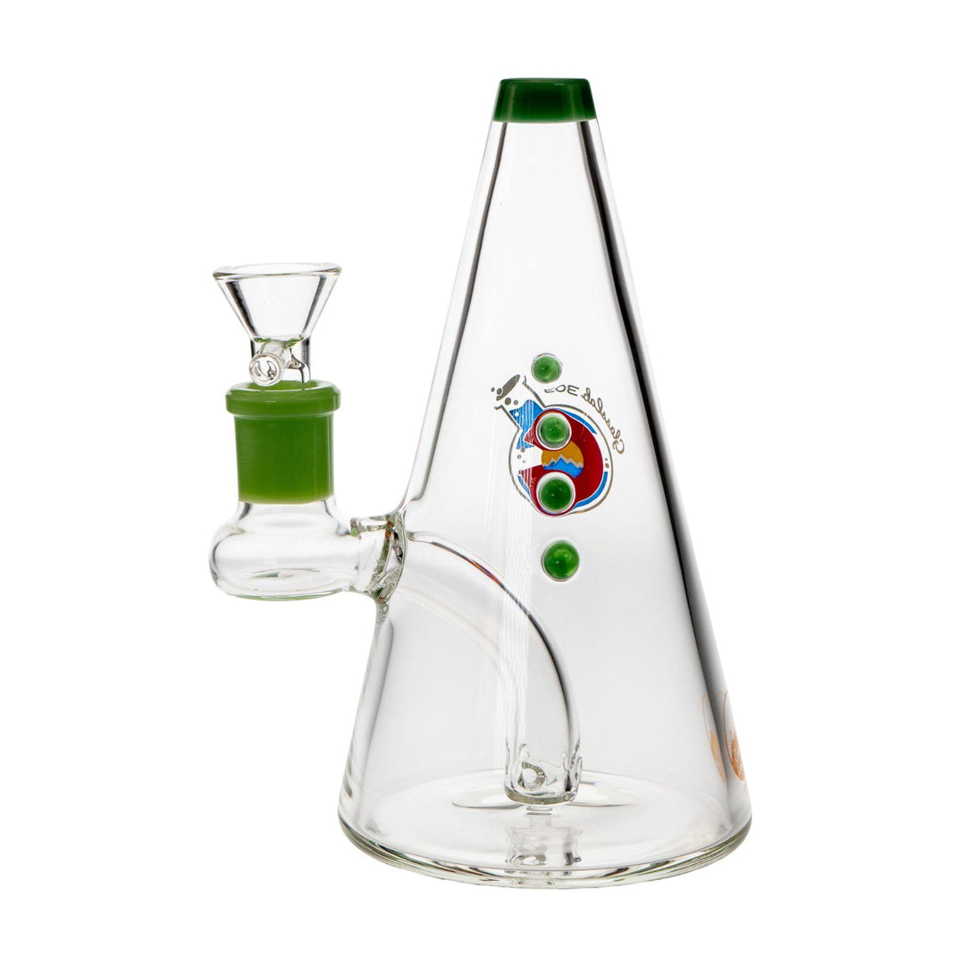 "Left-side of a Glass Lab 303 Jammer with green beaded accents on a white background," - Up N Smoke.