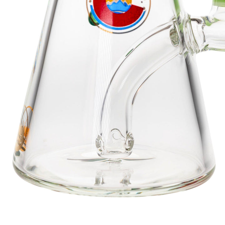 "Close-up on the three-hole percolator that is in the interior of a Glass Lab 303 Jammer," - Up N Smoke.