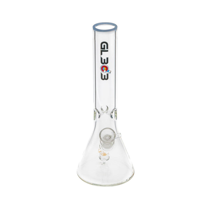 Clear glass water pipe with GL303 logo on a white background - Up N Smoke