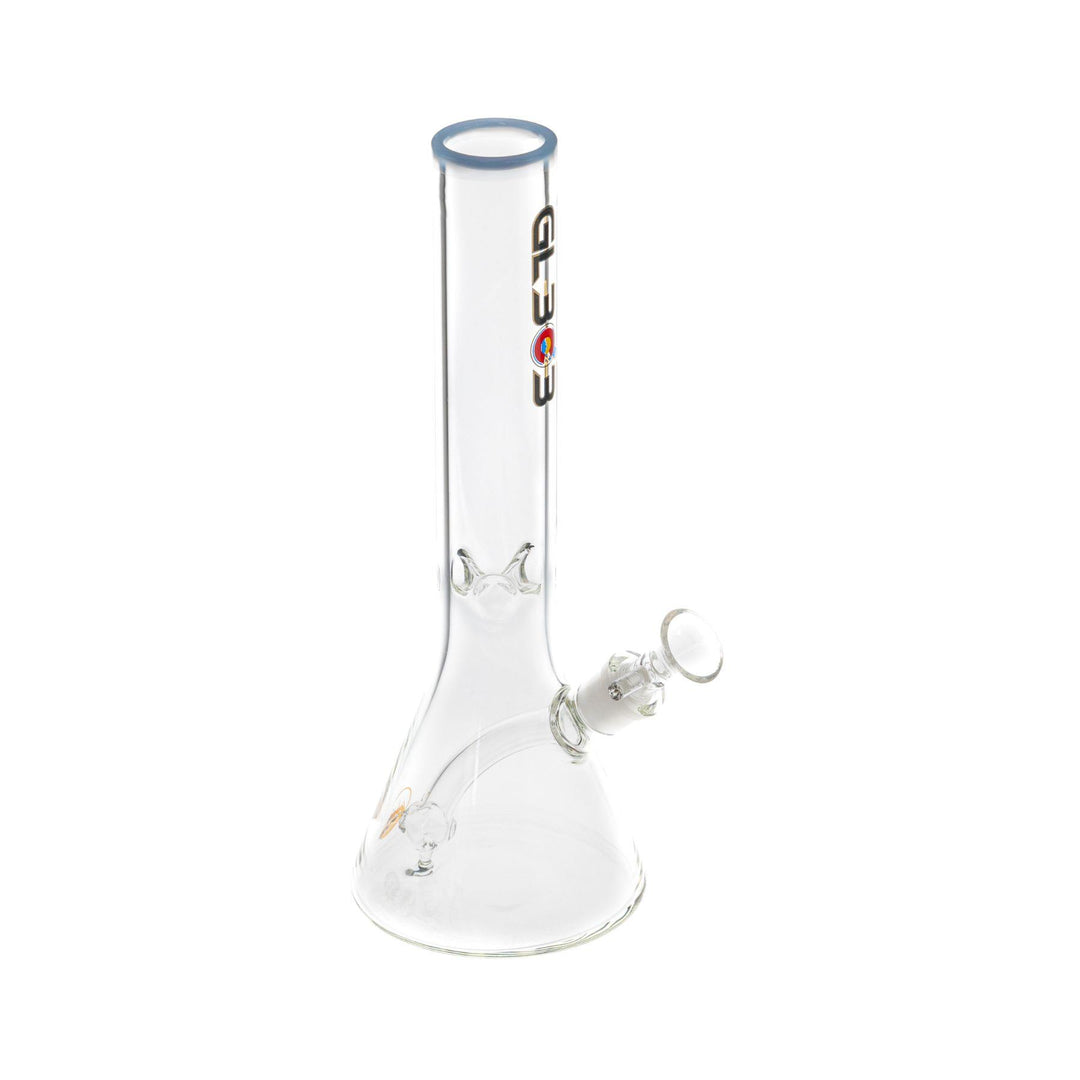 Clear glass water pipe with GL303 logo on a white background - Up N Smoke