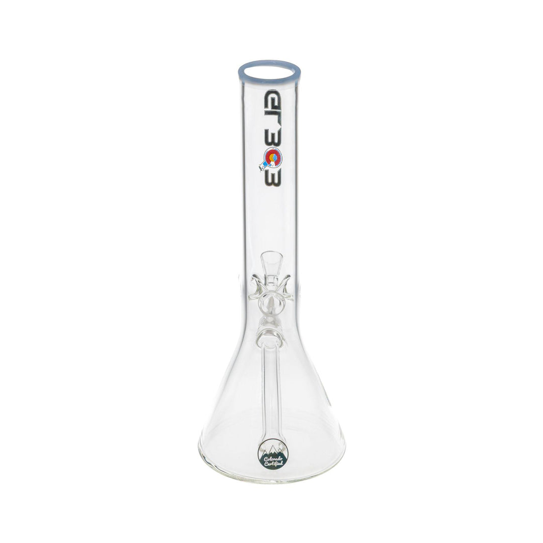 Clear glass water pipe with GL303 logo on a white background - Up N Smoke