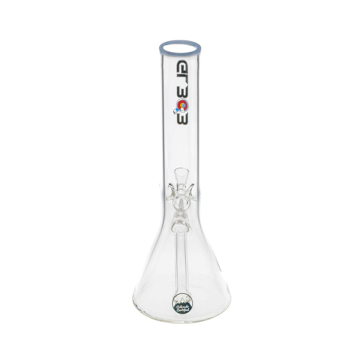 Clear glass water pipe with GL303 logo on a white background - Up N Smoke
