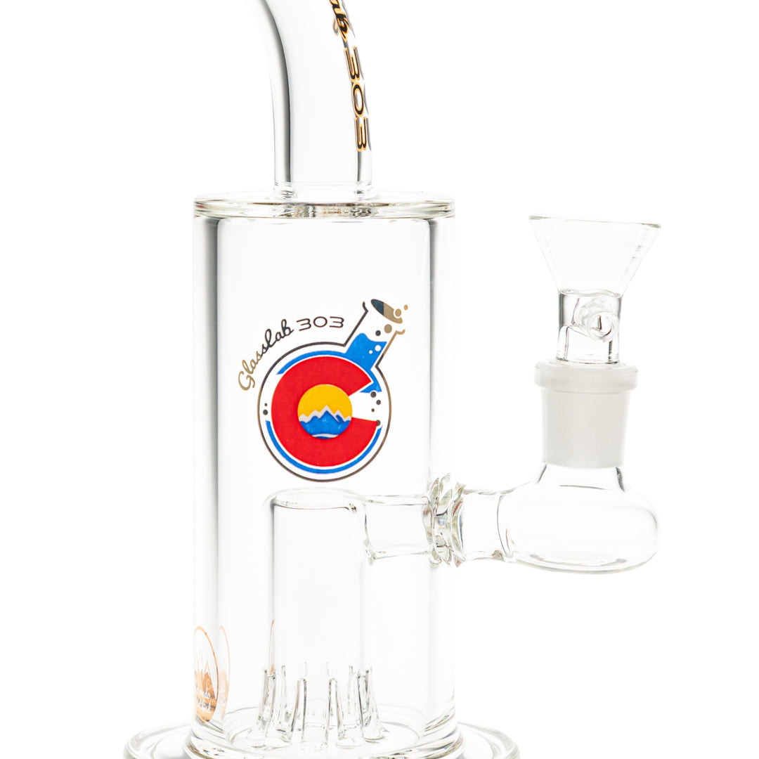 Glasslab 303 Economy showerhead Perc downstem angle on a white background - Up N Smoke