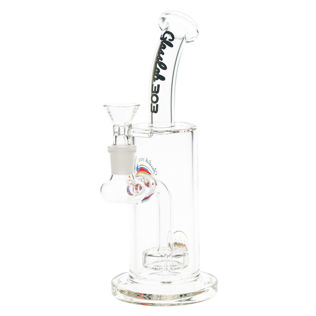 Glasslab 303 Economy slit showerhead Perc on a white background slight left angle - Up N Smoke