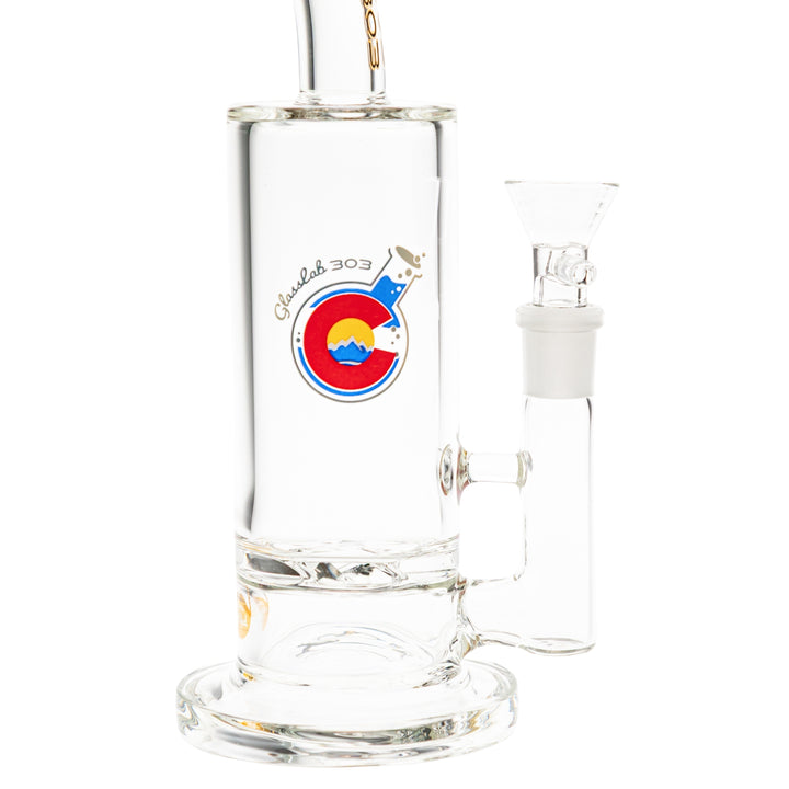 Glasslab 303 Economy turbine Perc downstem angle on a white background - Up N Smoke