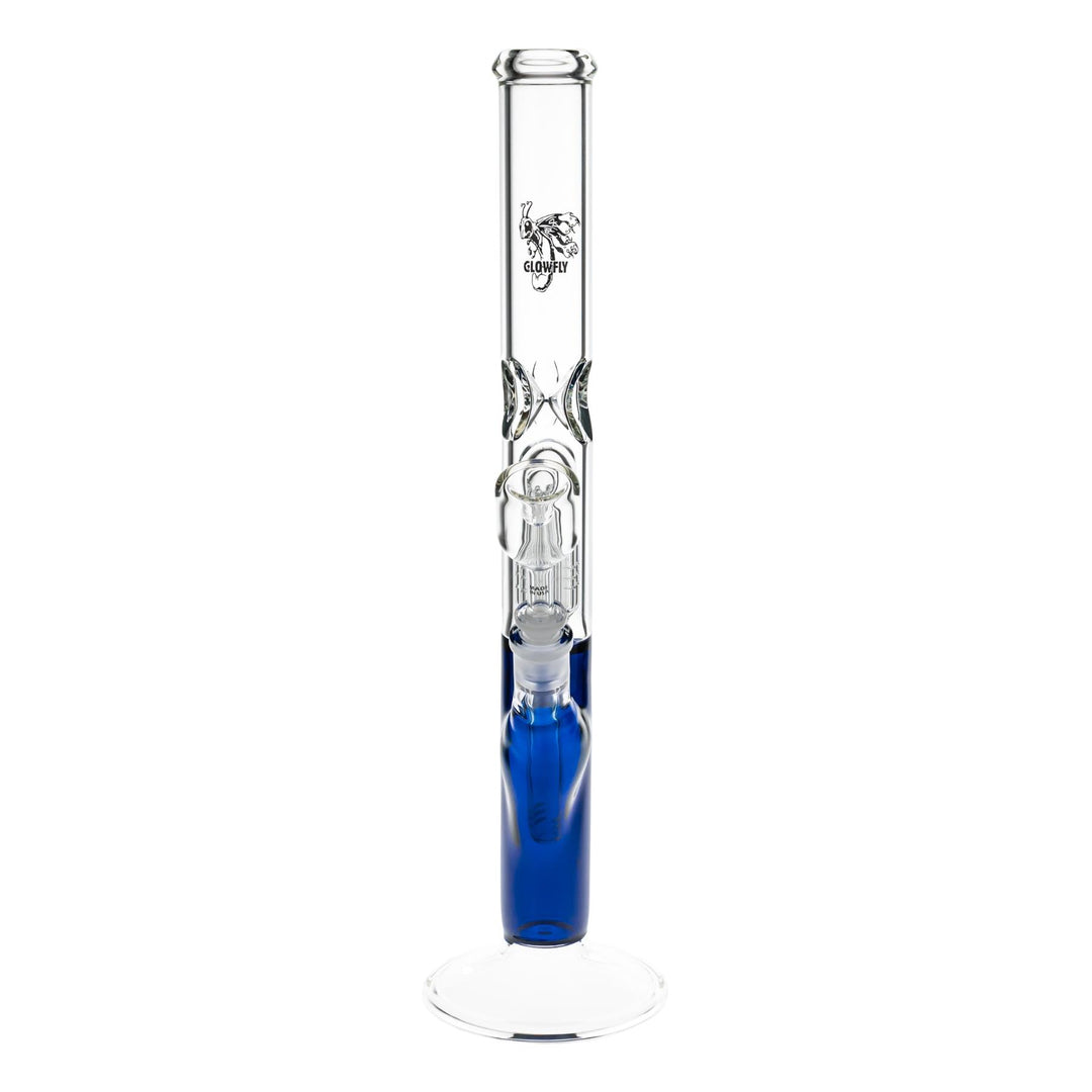 Glowfly Glass 18” Tree Arm Perc Straight Tube on a white background - Up N Smoke