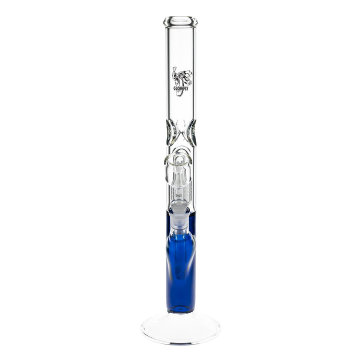 Glowfly Glass 18” Tree Arm Perc Straight Tube on a white background - Up N Smoke