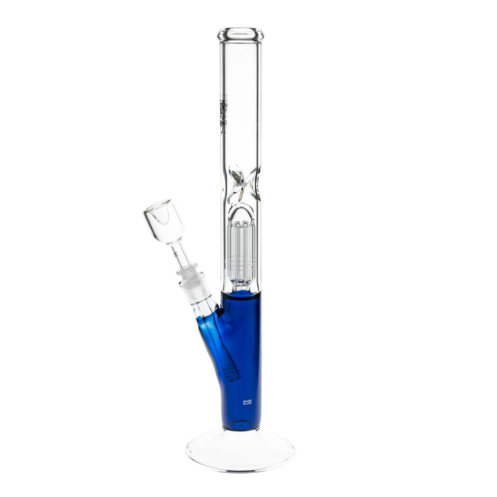 Glowfly Glass 18” Tree Arm Perc Straight Tube on a white background left angle - Up N Smoke