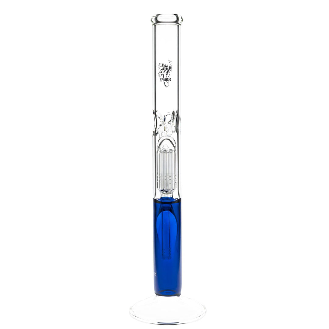 Glowfly Glass 18” Tree Arm Perc Straight Tube on a white background back angle - Up N Smoke