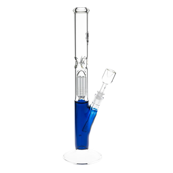 Glowfly Glass 18” Tree Arm Perc Straight Tube on a white background right angle - Up N Smoke