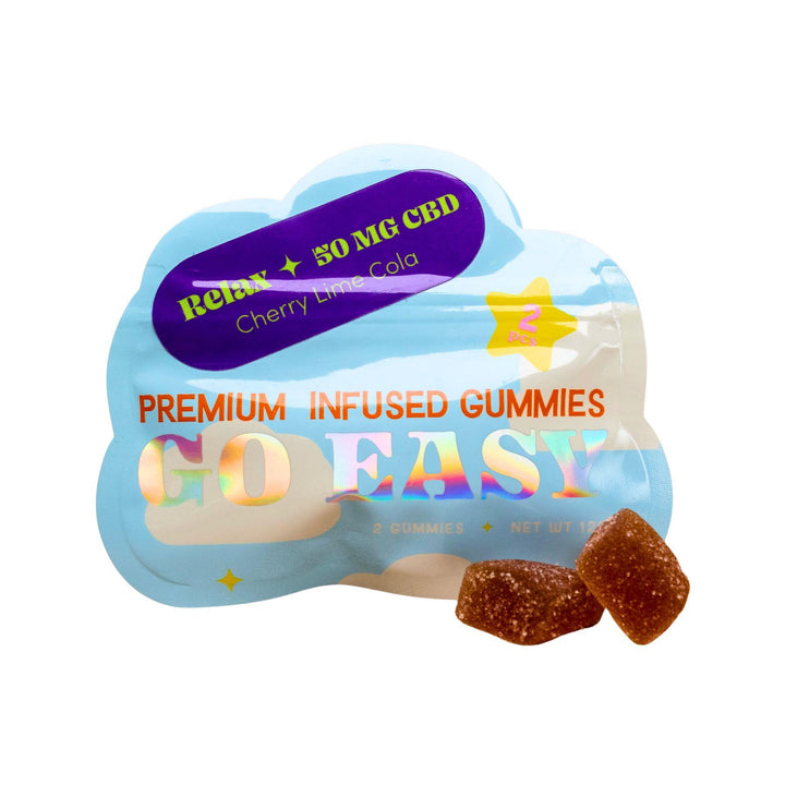 Go Easy 50mg CBD Relax Gummies Cherry Lime Cola flavored CBD Gummies - Up N Smoke