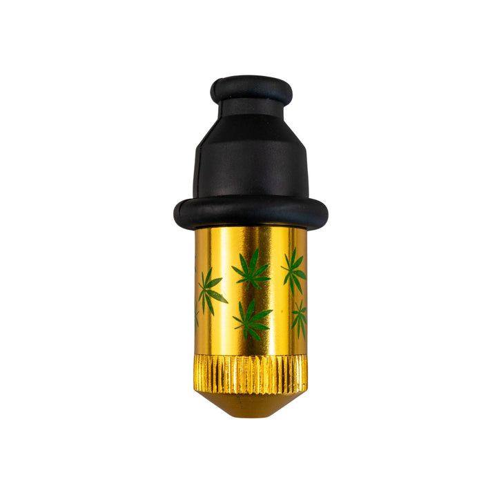 "Gold Leaf Bullet Pipe on a white background," - Up N Smoke.