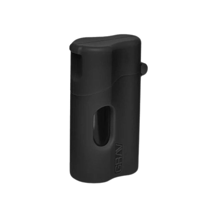 "An angled and closed Grav Labs Silicone Dugout in the color black," - Up N Smoke.