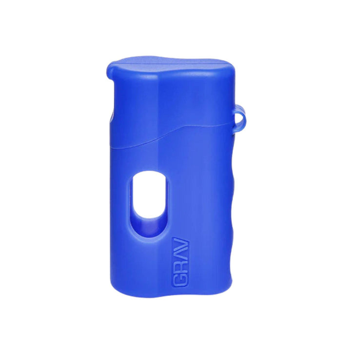 "Left-side of a closed dark blue Grav Labs Silicone Dugout," - Up N Smoke.