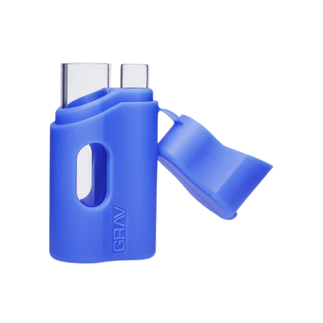 "Left-side of an open dark blue Grav Labs Silicone Dugout," - Up N Smoke.