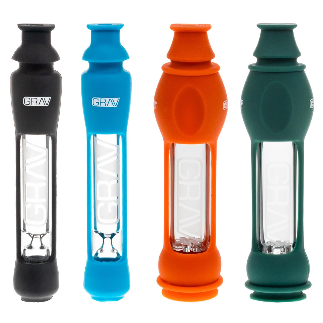 GRAV Silicone Taster group photo available in two different sizes on a white background - Up N Smoke