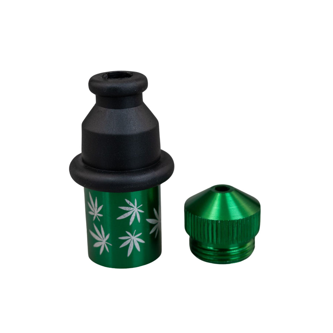 "Green Leaf Bullet Pipe with its front compartment removed and to the side," - Up N Smoke.