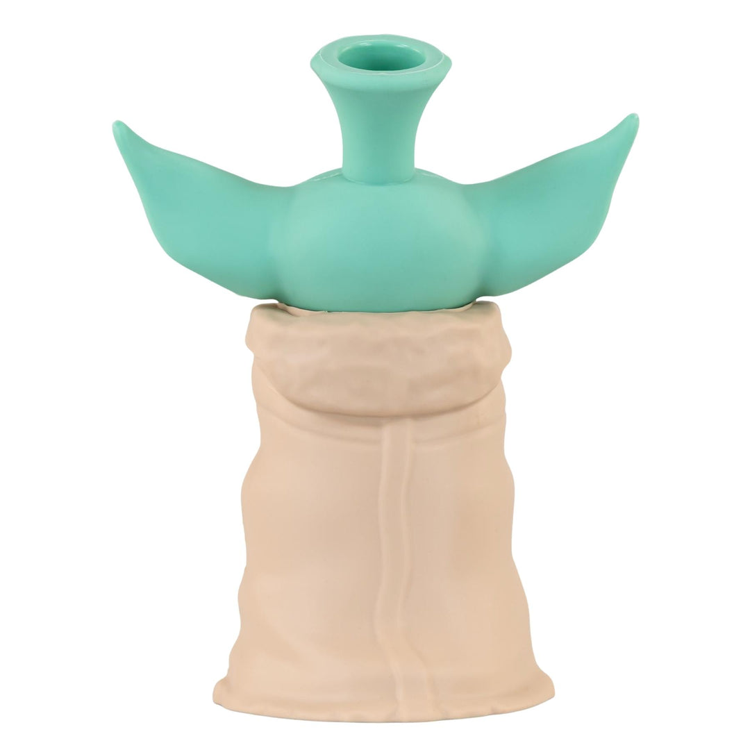 Grogu Silicone Water Pipe on a white background back side angle - Up N Smoke