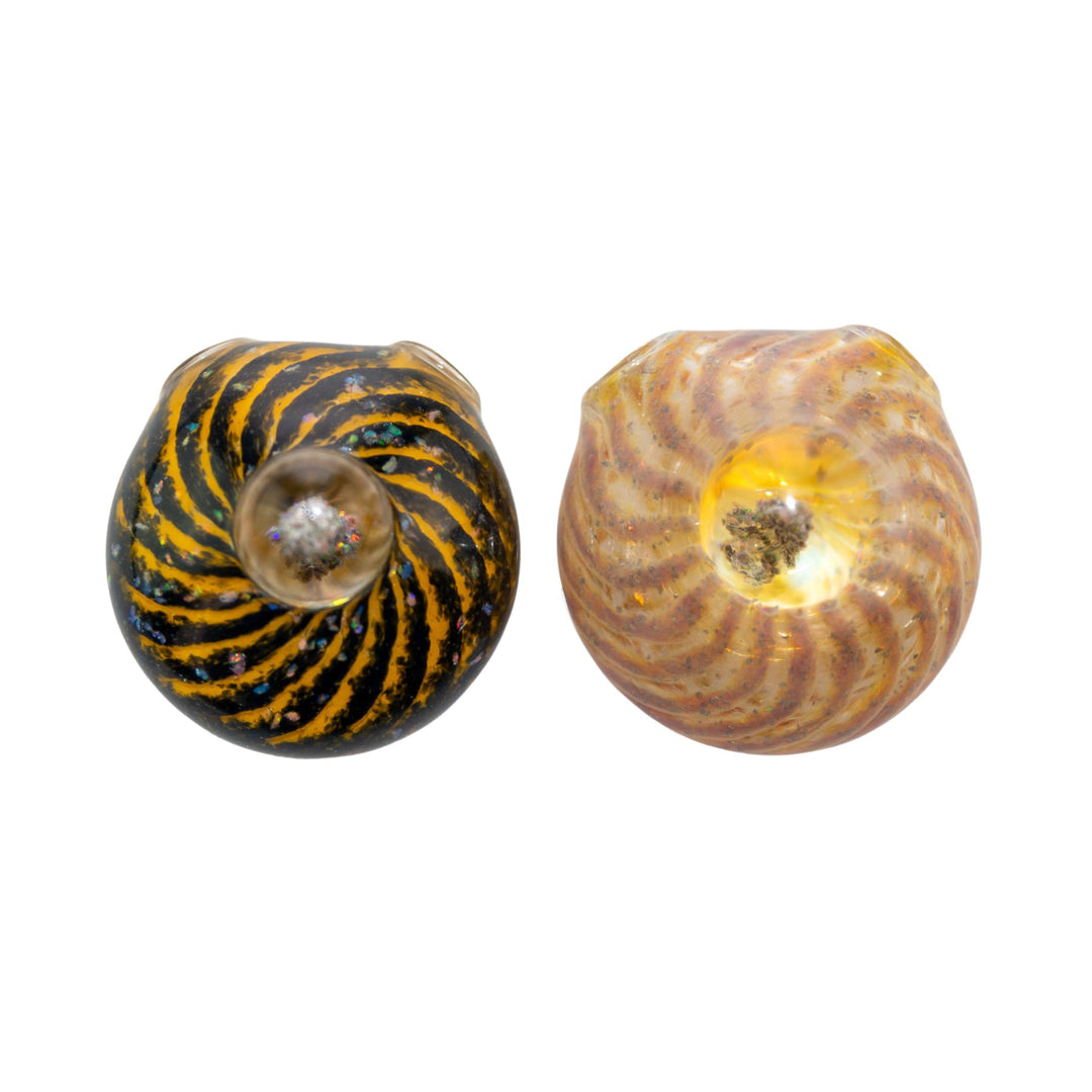 "Group of two Merican Glass Opal Spiral Pendants on a white background," - Up N Smoke.