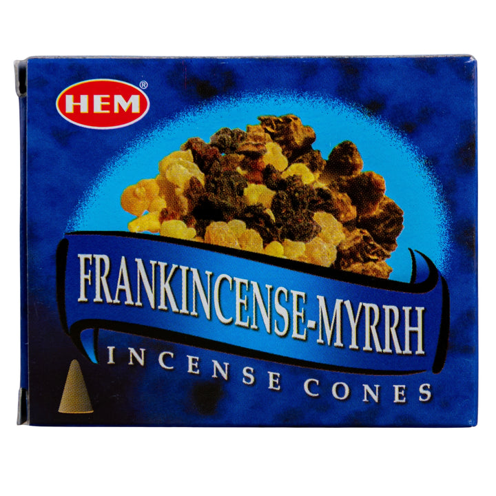 HEM Incense Cones Frankincense-Myrrh on a white background - Up N Smoke