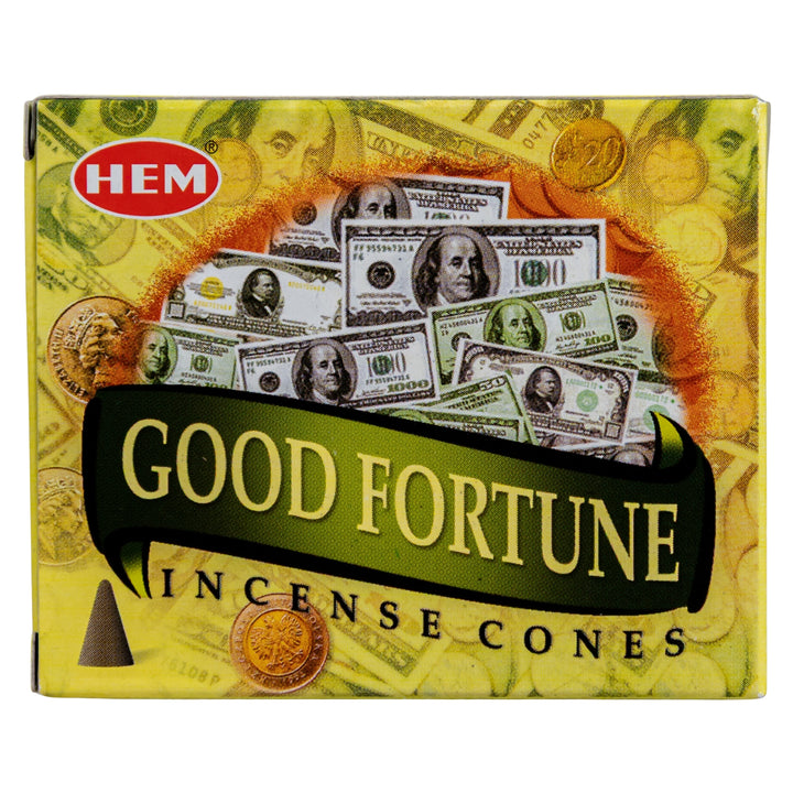HEM Incense Cones Good Fortune on a white background - Up N Smoke