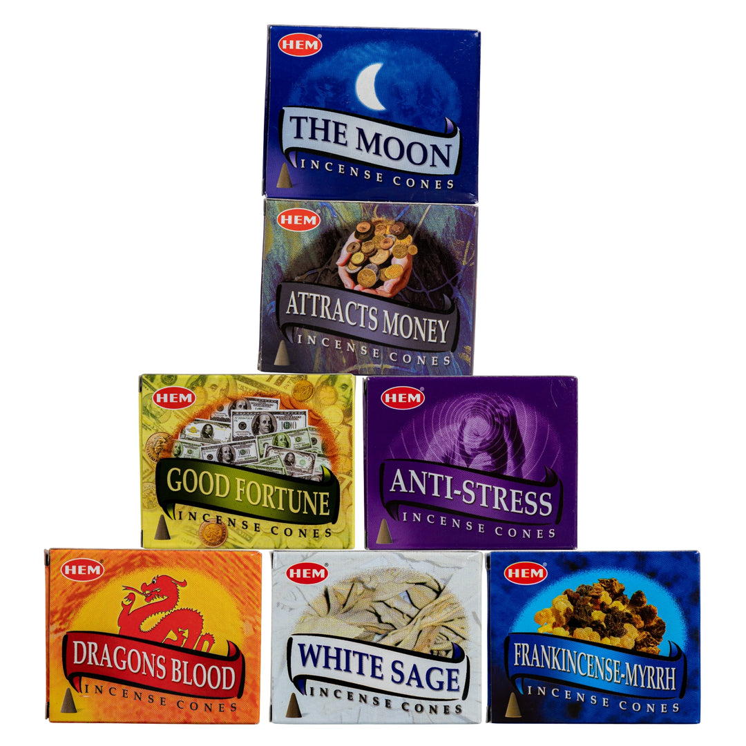 HEM Incense Cones group photo on a white background - Up N Smoke