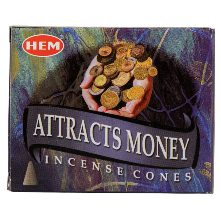 HEM Incense Cones Attracts Money on a white background - Up N Smoke