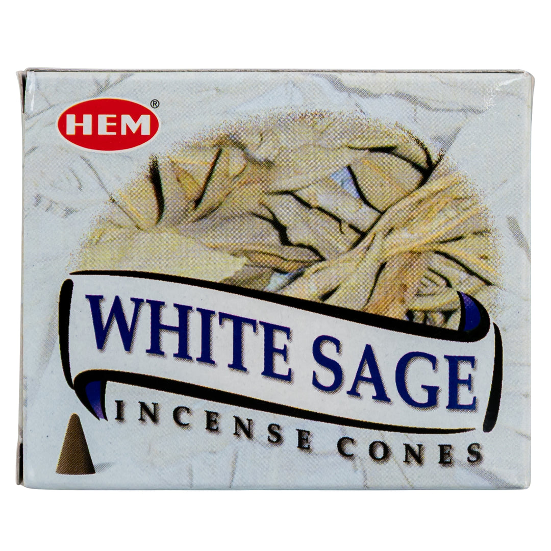 HEM Incense Cones White Sage on a white background - Up N Smoke
