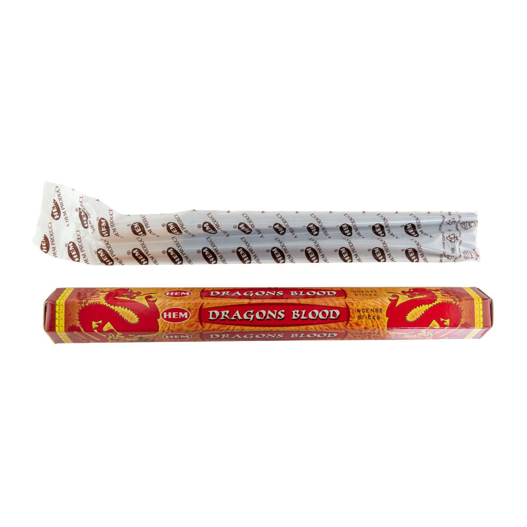 HEM Incense Sticks Dragon's Blood 20pk outside packaging displayed on a white background - Up N Smoke