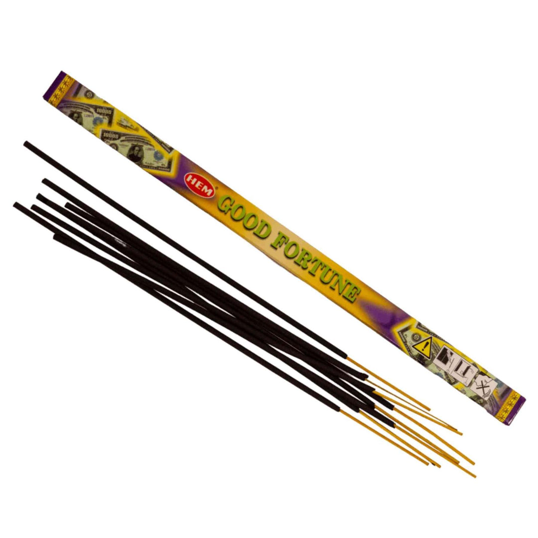 HEM Incense Sticks Good Fortune 8pk displayed on a white background - Up N Smoke