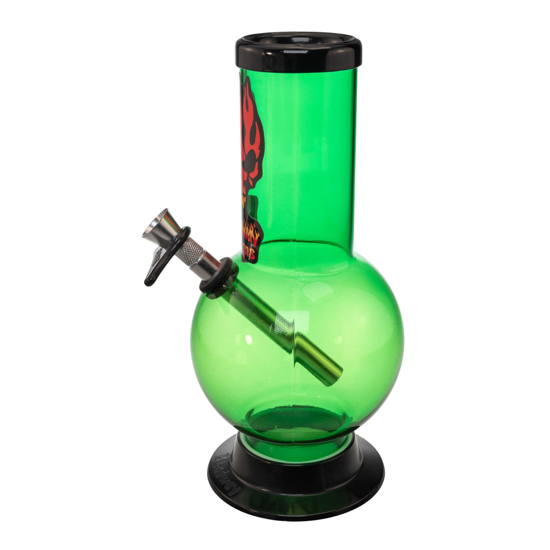 "Left-side of a dark green Headway Designs 8'' Bubble water pipe on a white background," - Up N Smoke.