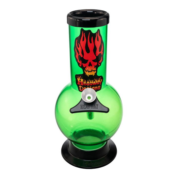 "Front of a 8'' Headway Designs Bubble water pipe that is made out of acrylic and comes with a metal herb slide," - Up N Smoke.